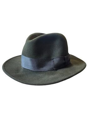 Vintage Orvis "LiteFelt" Wool Fedora Hat - Olive Green - Packable Sz. L